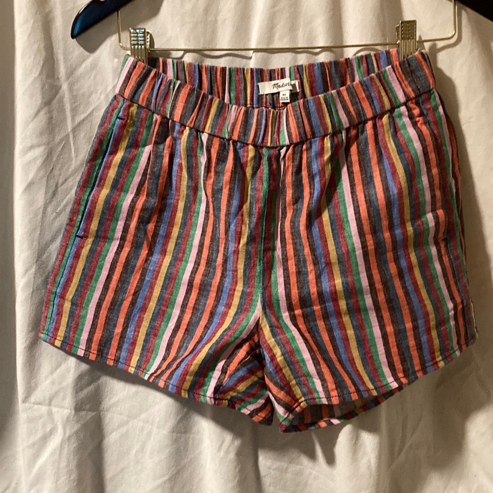 Madewell rainbow linen shorts